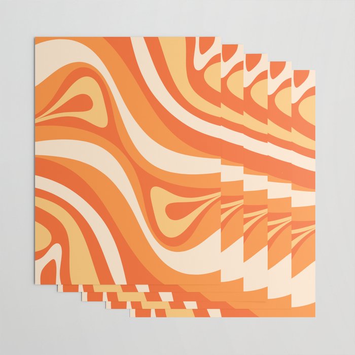 New Groove Retro Swirl Abstract in Tangerine Orange Tones Wrapping Paper Gallery Image 3