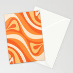 New Groove Retro Swirl Abstract in Tangerine Orange Tones Stationery Card Gallery Image 2