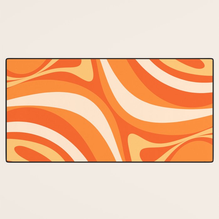 New Groove Retro Swirl Abstract in Tangerine Orange Tones Desk Mat Gallery Image 3