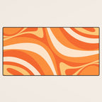New Groove Retro Swirl Abstract in Tangerine Orange Tones Desk Mat Gallery Image 3
