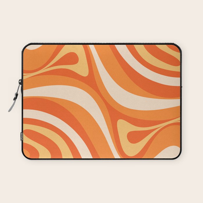 New Groove Retro Swirl Abstract in Tangerine Orange Tones Laptop Sleeve Gallery Image 1