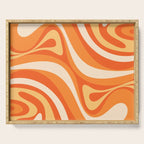 New Groove Retro Swirl Abstract in Tangerine Orange Tones Serving Tray Gallery Image 1