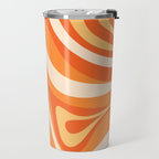 New Groove Retro Swirl Abstract in Tangerine Orange Tones Travel Mug Gallery Image 2