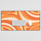 New Groove Retro Swirl Abstract in Tangerine Orange Tones Desk Mat Gallery Image 1