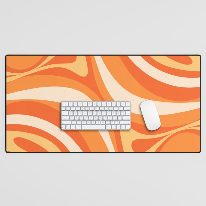 New Groove Retro Swirl Abstract in Tangerine Orange Tones Desk Mat Gallery Image 1