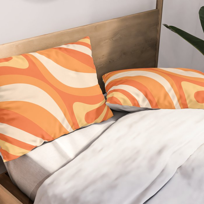 New Groove Retro Swirl Abstract in Tangerine Orange Tones Pillow Sham Gallery Image 2