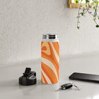New Groove Retro Swirl Abstract in Tangerine Orange Tones Water Bottle Gallery Image 4