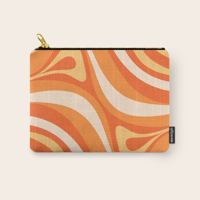 New Groove Retro Swirl Abstract in Tangerine Orange Tones Carry All Pouch Gallery Image 1