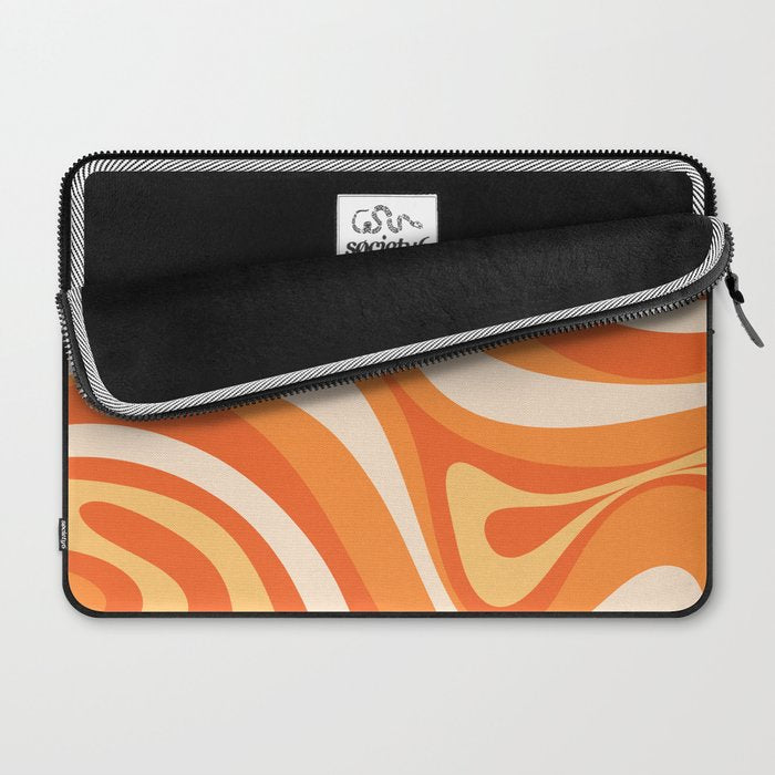 New Groove Retro Swirl Abstract in Tangerine Orange Tones Laptop Sleeve Gallery Image 2