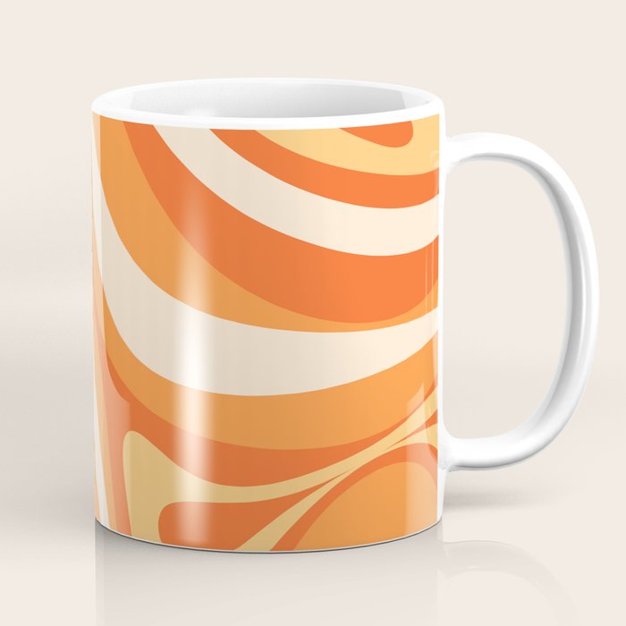 New Groove Retro Swirl Abstract in Tangerine Orange Tones Coffee Mug Gallery Image 1