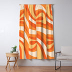 New Groove Retro Swirl Abstract in Tangerine Orange Tones Window Curtain Gallery Image 5
