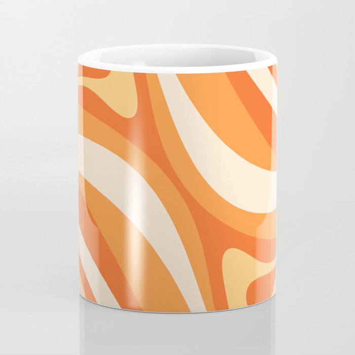 New Groove Retro Swirl Abstract in Tangerine Orange Tones Coffee Mug Gallery Image 4