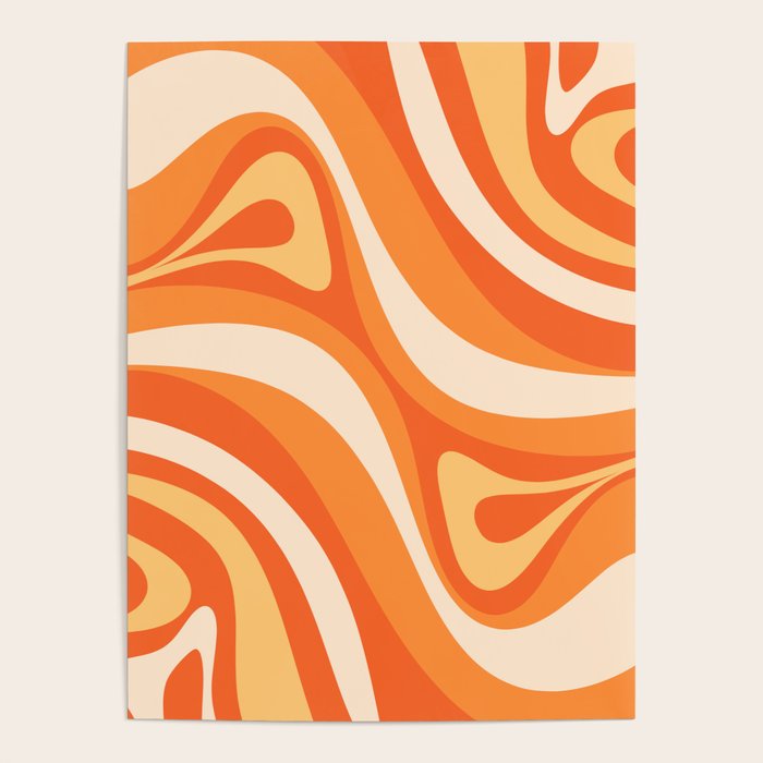 New Groove Retro Swirl Abstract in Tangerine Orange Tones Poster Gallery Image 4