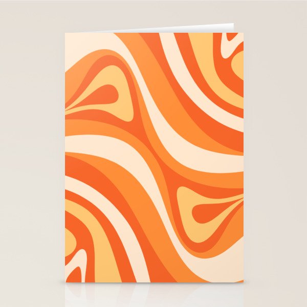 New Groove Retro Swirl Abstract in Tangerine Orange Tones Stationery Card Gallery Image 2