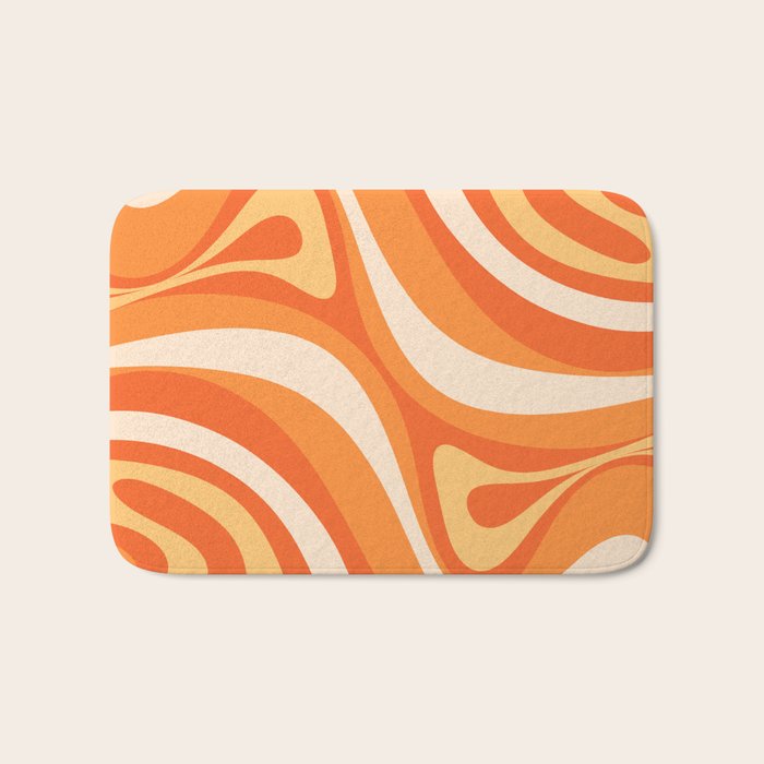 New Groove Retro Swirl Abstract in Tangerine Orange Tones Bath Mat Gallery Image 1