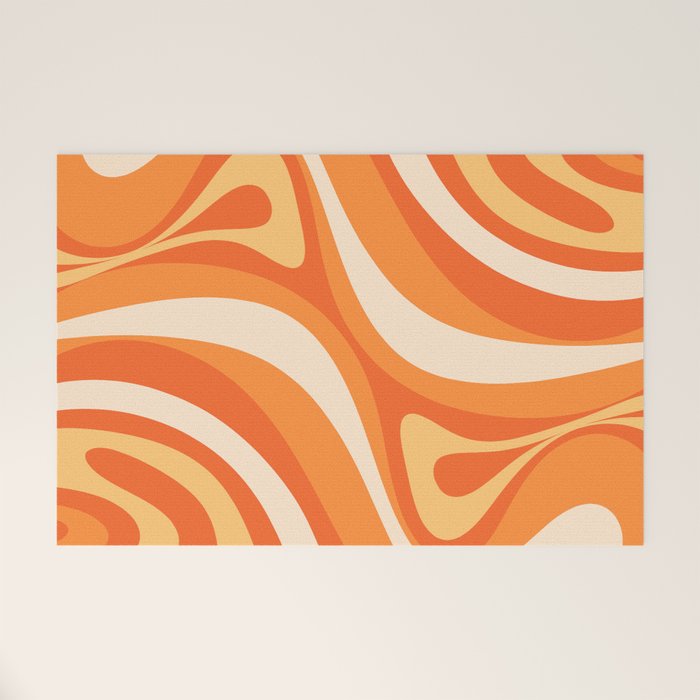 New Groove Retro Swirl Abstract in Tangerine Orange Tones Welcome Mat Gallery Image 1