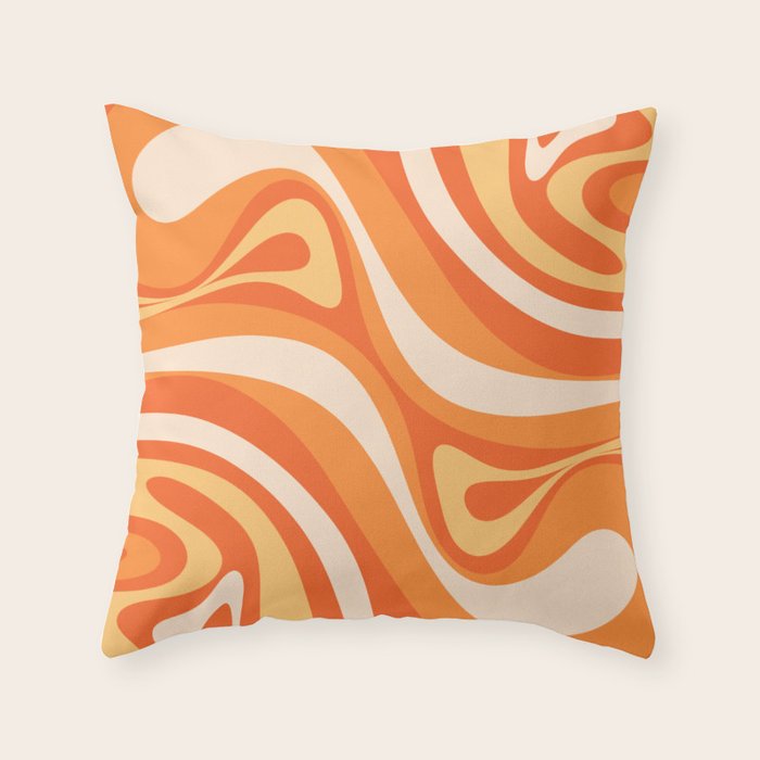 New Groove Retro Swirl Abstract in Tangerine Orange Tones Throw Pillow Gallery Image 6