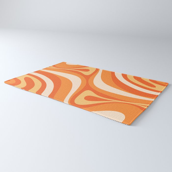 New Groove Retro Swirl Abstract in Tangerine Orange Tones Rug Gallery Image 3