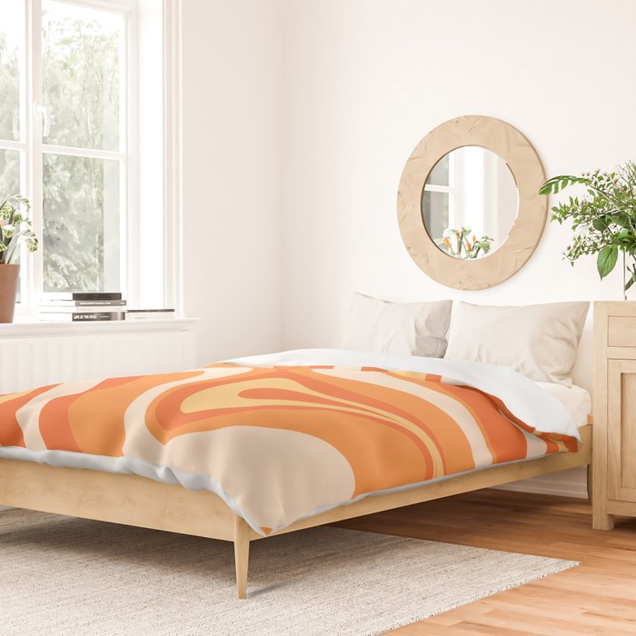 New Groove Retro Swirl Abstract in Tangerine Orange Tones Duvet Cover Gallery Image 2