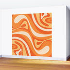 New Groove Retro Swirl Abstract in Tangerine Orange Tones Wall Mural Gallery Image 2