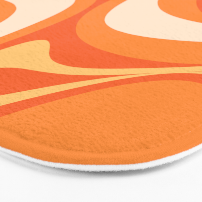 New Groove Retro Swirl Abstract in Tangerine Orange Tones Bath Mat Gallery Image 3