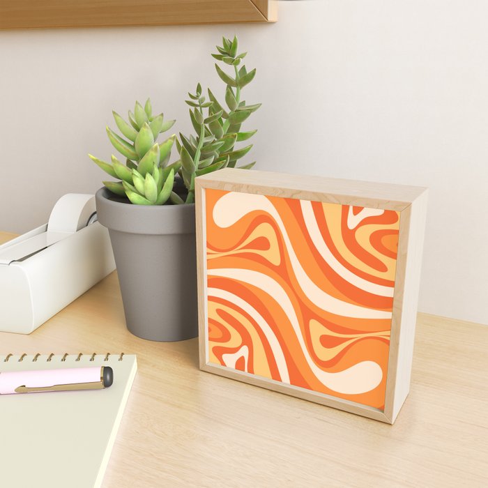 New Groove Retro Swirl Abstract in Tangerine Orange Tones Mini Art Print Gallery Image 2