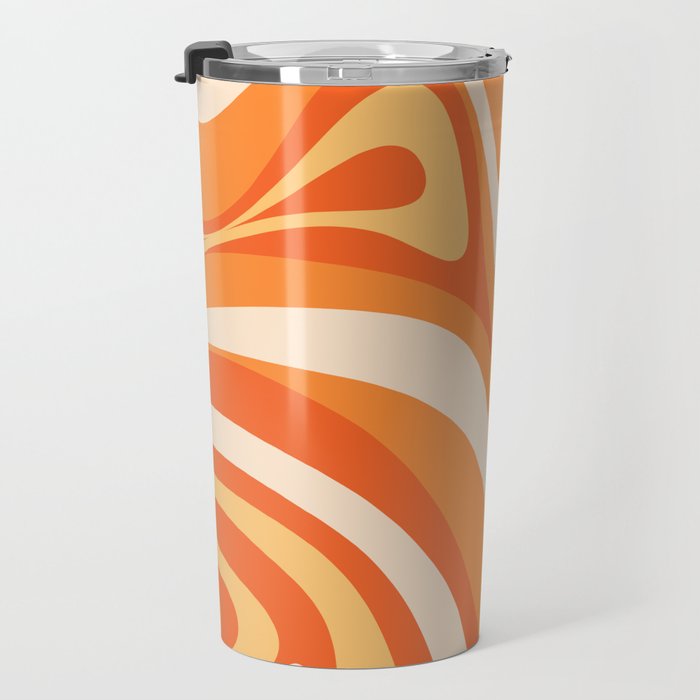 New Groove Retro Swirl Abstract in Tangerine Orange Tones Travel Mug Gallery Image 3