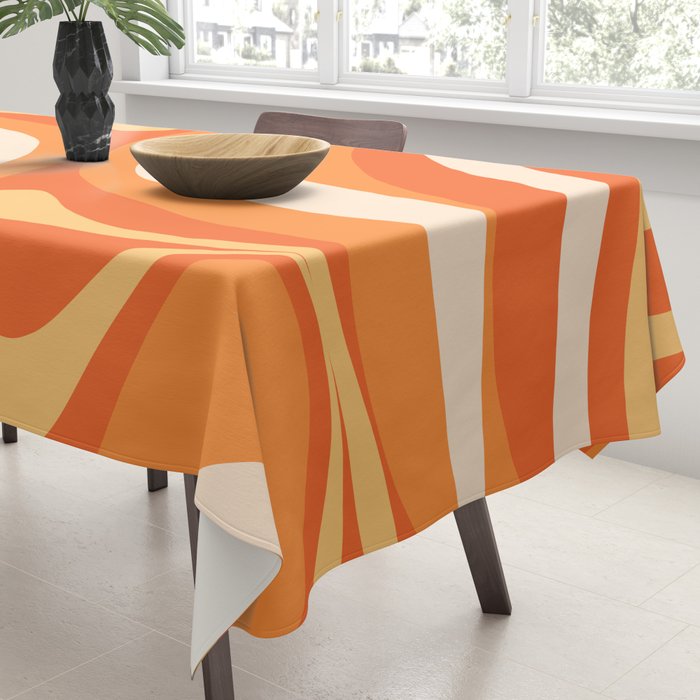 New Groove Retro Swirl Abstract in Tangerine Orange Tones Tablecloth Gallery Image 3