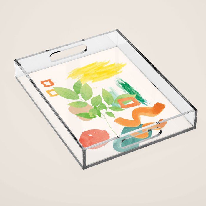 Modern Abstract Watercolour Art VI Acrylic Tray Gallery Image 1