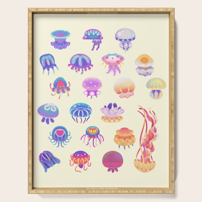 Jellyfish Day - pastel Serving Tray Gallery Image 1