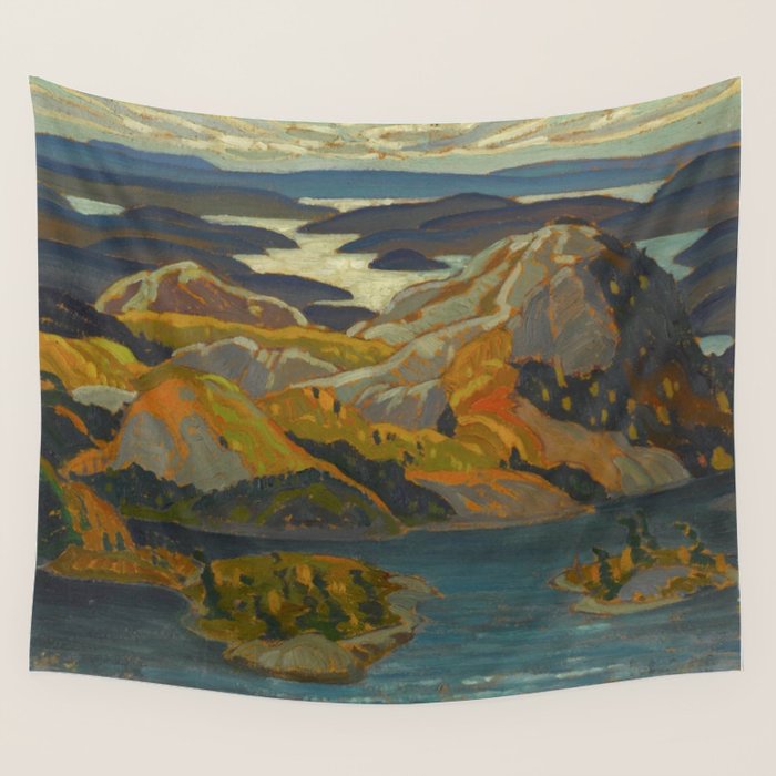 Canadian Landscape Oil Painting Franklin Carmichael Art Nouveau Post-Impressionism Grace Lake 1931 Wall Tapestry Gallery Image 1