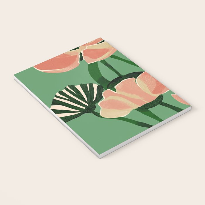 Coral Poppies on Green Notebook Gallery Image 3