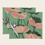 Coral Poppies on Green Placemat Gallery Image 1
