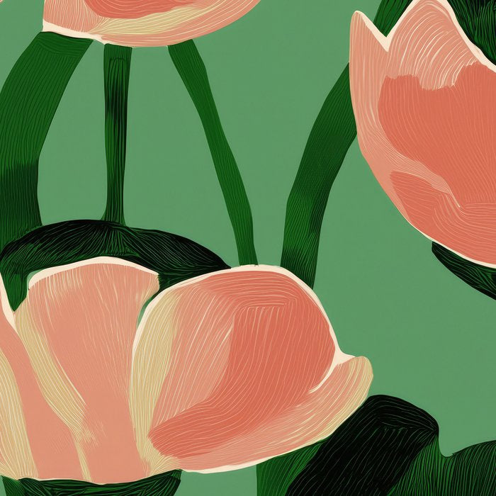 Coral Poppies on Green Coffee Mug Gallery Image 2