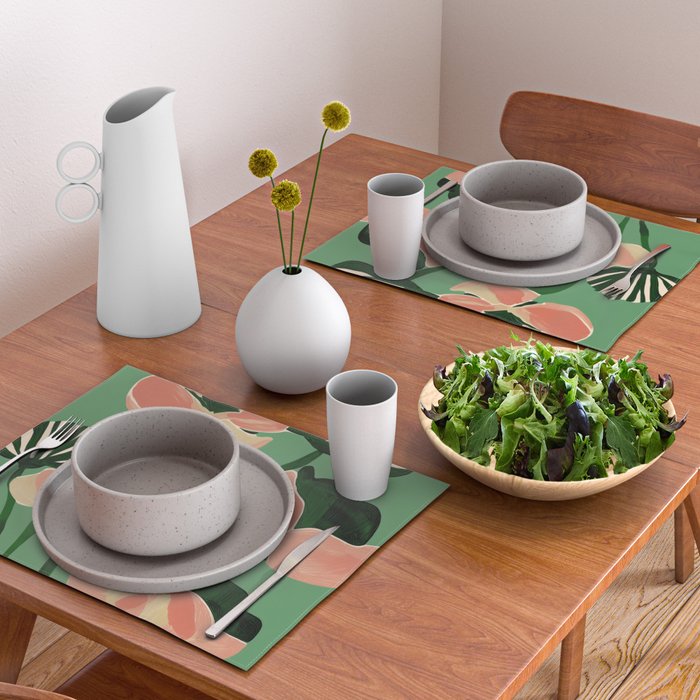 Coral Poppies on Green Placemat Gallery Image 2