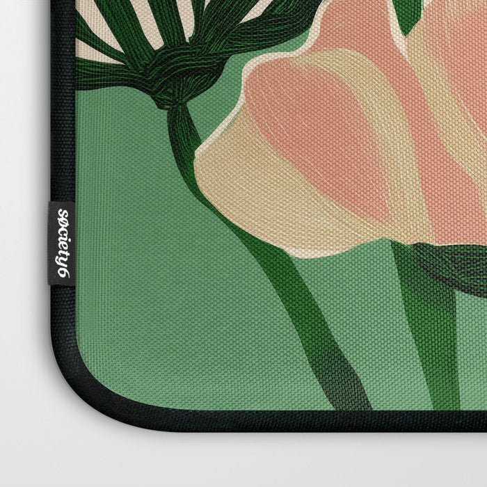 Coral Poppies on Green Laptop Sleeve Gallery Image 3