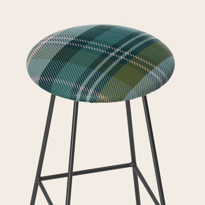 Tartan Plaid - Green, Blue and Pink Stool Gallery Image 2