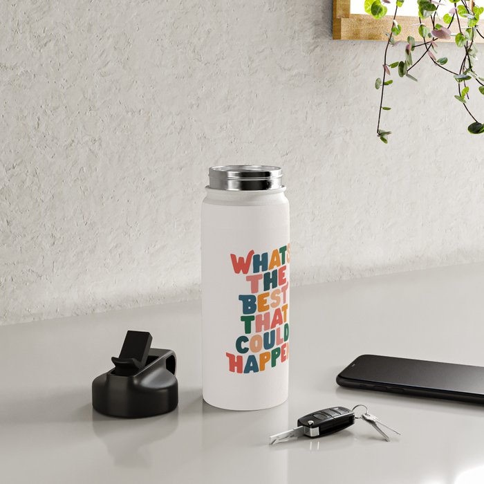 Whats The Best That Could Happen by The Motivated Type in Red Pink Green Orange and Blue Water Bottle Gallery Image 4