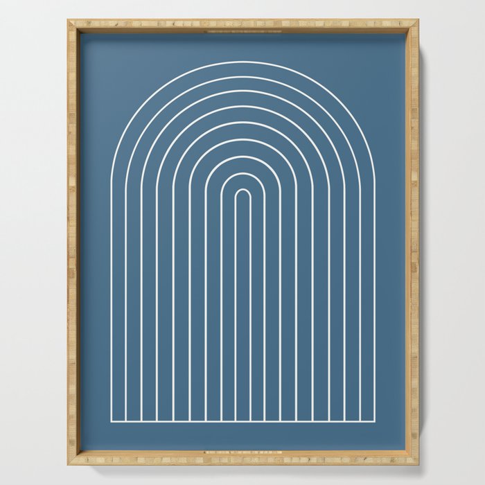 Minimal Arch XXXIV Nautical Blue Modern Geometric Lines Serving Tray Gallery Image 1