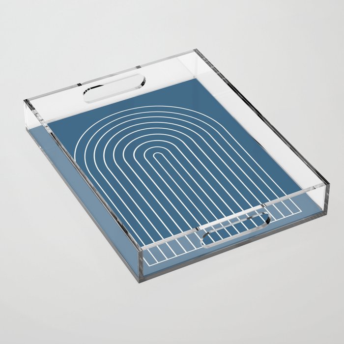 Minimal Arch XXXIV Nautical Blue Modern Geometric Lines Acrylic Tray Gallery Image 1