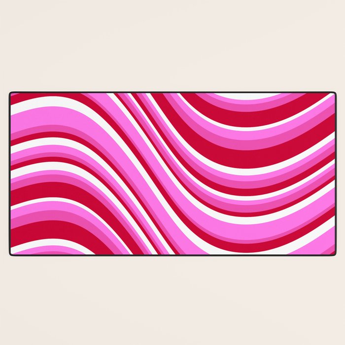 Wavy Stripes XVII - Y2K Pink and Red Desk Mat Gallery Image 3