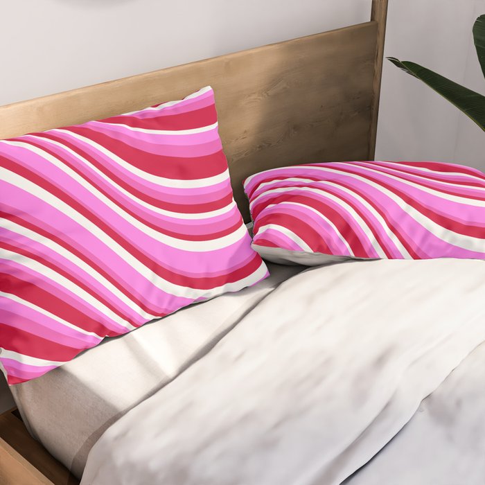 Wavy Stripes XVII - Y2K Pink and Red Pillow Sham Gallery Image 2