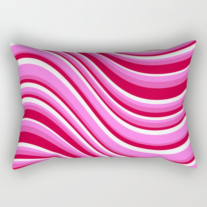 Wavy Stripes XVII - Y2K Pink and Red Rectangular Pillow Gallery Image 2