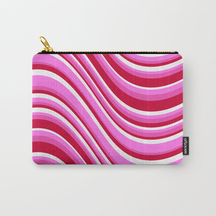 Wavy Stripes XVII - Y2K Pink and Red Carry All Pouch Gallery Image 1