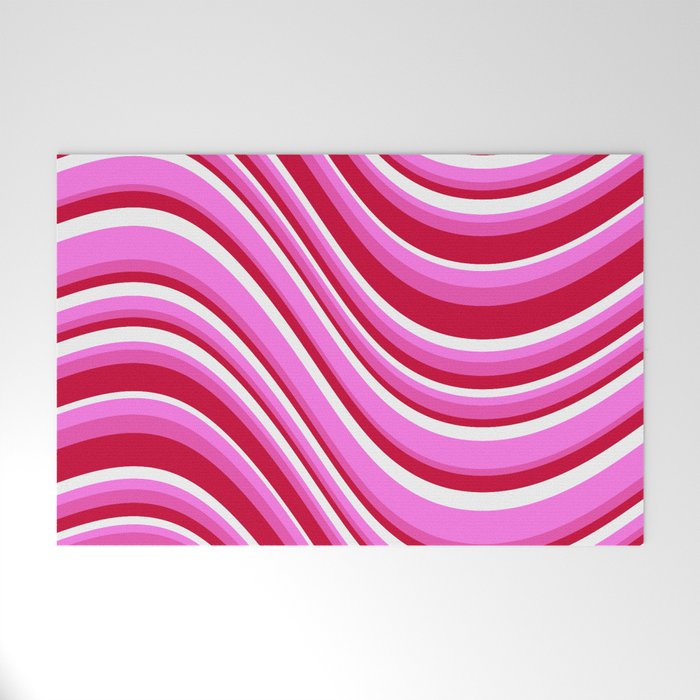 Wavy Stripes XVII - Y2K Pink and Red Welcome Mat Gallery Image 1