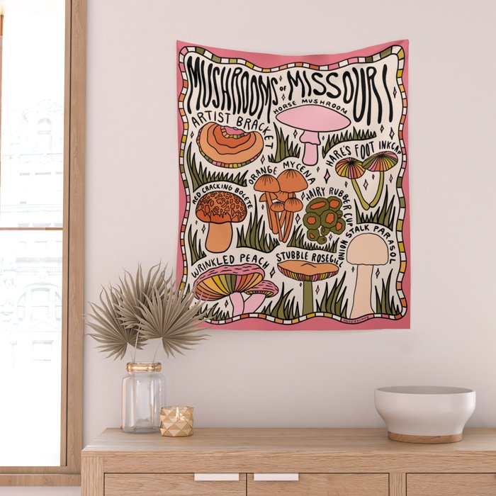 Mushrooms of Missouri Wall Tapestry Gallery Image 2