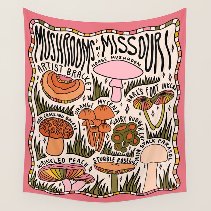 Mushrooms of Missouri Wall Tapestry Gallery Image 1