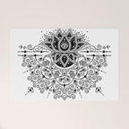 Lotus Blossom Mandala - Black Palette Welcome Mat Gallery Image 1