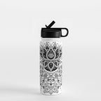 Lotus Blossom Mandala - Black Palette Water Bottle Gallery Image 1