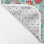 Mele Kalikimaka Hawaiian Christmas gingerbread cookies // aqua background Bath Mat Gallery Image 2